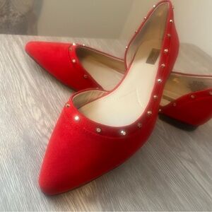 Jennifer Lopez Red Studded Flats